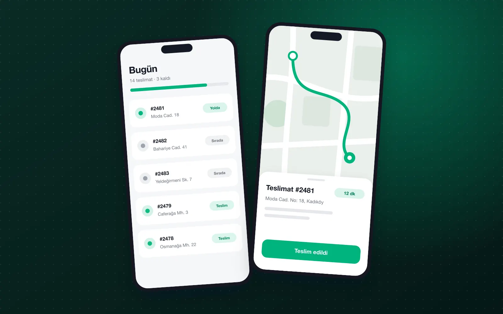 Rota Kurye Mobil Uygulaması: masaüstü görünüm
